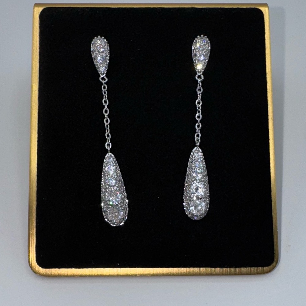 14k 3.5ct Art Deco Dangle Earrings - Picture 7 of 11